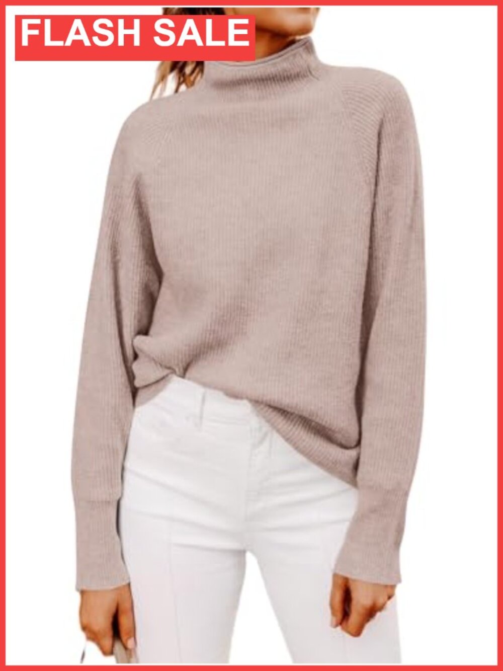 Women's Mock Neck Dolman Sleeve Ribbed Knit Pullover Sweater